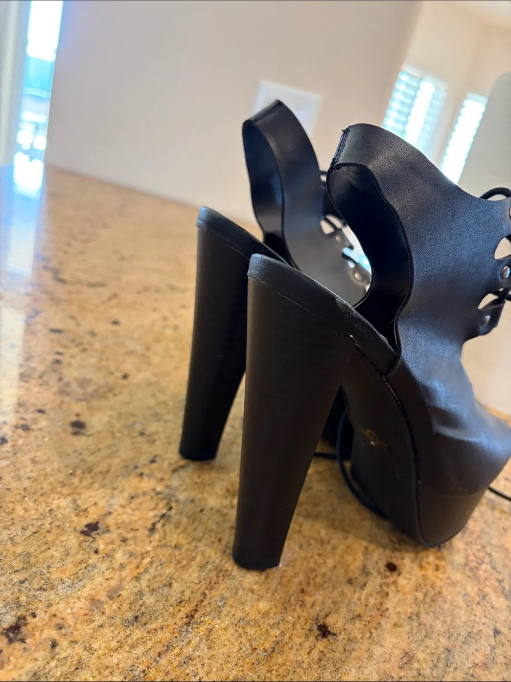Bonnibel Black Lace-Up Platform High Heels